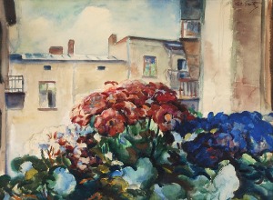 Teodor GROTT (1884-1972), Kwiaty w oknie