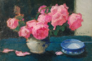 Alfons KARPIŃSKI (1875-1961), Róże i niebieska miseczka