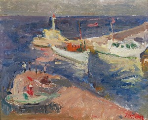 Zygmunt SCHRETER (1886-1977), Łodzie w porcie