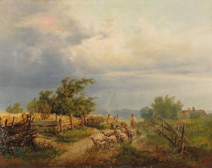 Franciszek WASTKOWSKI (1843-1900), Pasterka z owcami - Przed burzą, 1877