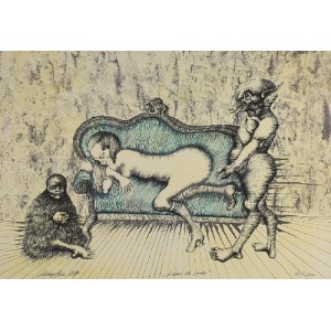 Jan LEBENSTEIN (1930-1999), Scena w salonie, 1973