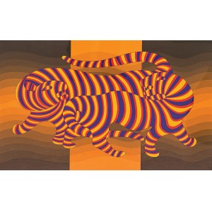 Victor Vasarely (1906 -1997), TWO TIGERS ON GOLD, 1981 r.