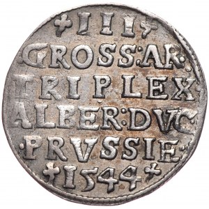 Prusy Książęce, Albrecht Hohenzollern, trojak 1544, Królewiec, wysoki kołnierz