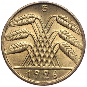 Niemcy, Republika Weimarska, 10 fenigów 1926 G, Karlsruhe