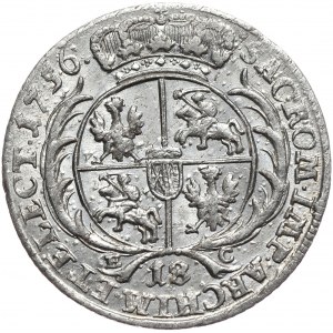 August III, Ort koronny 1756, Lipsk, szerokie popiersie,