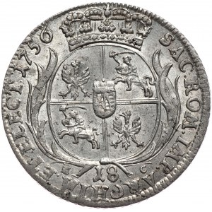 August III, ort koronny 1756, Lipsk, mała głowa, bez kropki po dacie