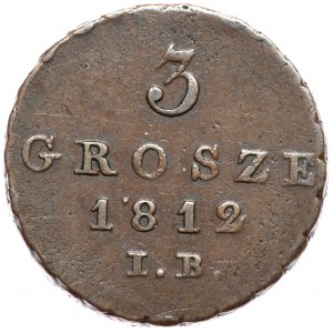 Księstwo Warszawskie, Fryderyk August I, 3 grosze 1812 IB