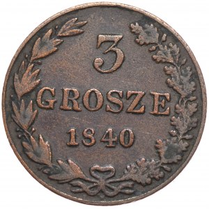 Zabór rosyjski, Mikołaj I, 3 grosze 1840, Warszawa