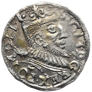 Zygmunt III Waza, trojak 1594, Poznań, wydłużona twarz króla, MDLI