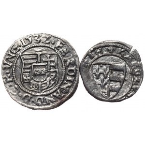 Węgry, Ferdynand I, denar 1532 KB, Kremnica i denar Karol Robert - razem 2 sztuki