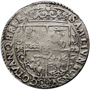 Kolekcja ortów polskich, ort 1622, Bydgoszcz, P.RV.M+, brak szarfy na piersi króla.