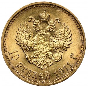 Rosja, Mikołaj II, 10 rubli 1911, Petersburg