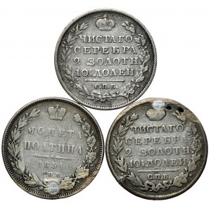 Rosja, zestaw połtina 1818, 1819, 1851 - razem 3 szt.