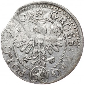 Zygmunt III Waza, grosz 1609, Kraków, nieopisany wariant interpunkcyjny