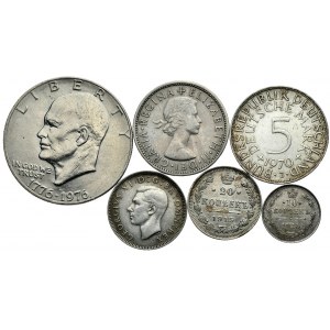 Zestaw 6 monet RFN, Rosja, W.Brytania, USA