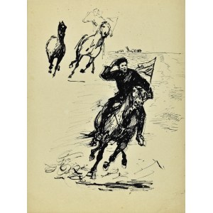 Ludwik Antoni Maciąg (1920-2007), Szkice pędzącego jeźdźca na koniu i konia w galopie