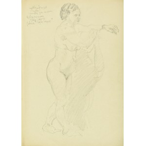 Kasper Pochwalski (1899-1971), Akt stojącej kobiety z rzucającym cieniem na ścianie, 1953