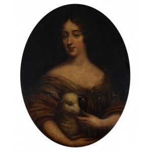 Warsztat Pierre’a Mignarda, PORTRET KOBIETY Z BARANKIEM (Kr&oacute;lowa Maria Kazimiera Sobieska?), 1670 - 1680