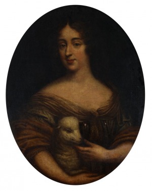 Warsztat Pierre’a Mignarda, PORTRET KOBIETY Z BARANKIEM (Królowa Maria Kazimiera Sobieska?), 1670 - 1680