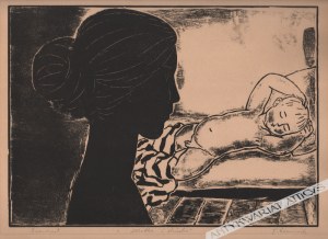 Tadeusz Dominik (Ur. 1928), [grafika, 1955] Matka i dziecko