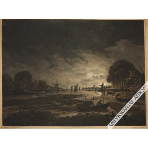 Maria Katharina Prestel (1747-1794), [grafika, ok. 1770] [wieczorny krajobraz nad rzeką]
