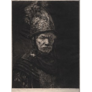 Fritz Krostewitz (1860-1913) Wg Rembrandta, [grafika, 1902] Mężczyzna w złotym hełmie