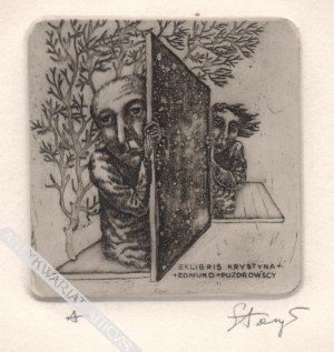 Stasys Eidrigevičius (Ur. 1949), [grafika, 1973] Exlibris Krystyna + Edmund = Puzdrowscy