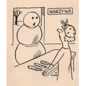 Gwidon Miklaszewski (1912-1999), [rysunek, lata 1980-te] Czy mógłbym dostać nowy nos? Tamten ukradł mi jakiś zając!