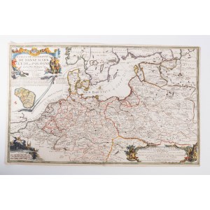 Nicolas DE FER - [mapa, Europa Północna, Polska, 1705] Estats des Couronnes de Dannemark, Suede, et Pologne sur la Mer Baltique
