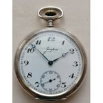 Srebrny zegarek kieszonkowy z herbem śląskiego rodu Ballestrem firma Junghans