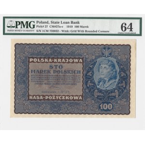 100 marek 1919 - IC Serja M - PMG 64