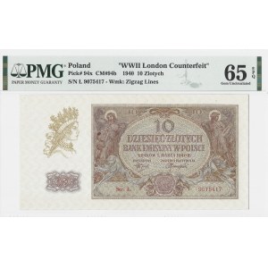 10 złotych 1940 - seria L. - WWII London Counterfeit - PMG 65 EPQ