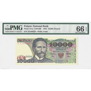 10 000 złotych 1987 - seria A- PMG 66 EPQ