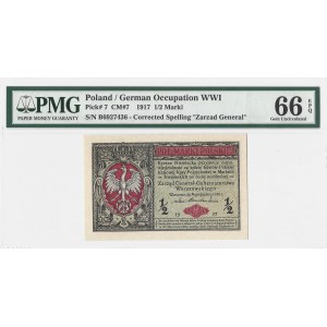 1/2 marki 1916 - Generał - seria B - PMG 66 EPQ