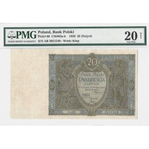 20 złotych 1926 - seria AB - PMG 20 NET - RZADKI
