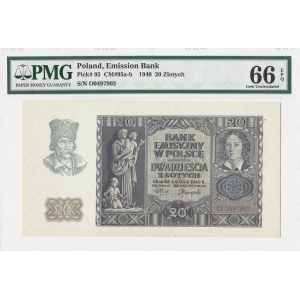 20 złotych 1940 - seria O - PMG 66 EPQ