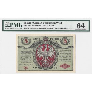 5 marek polskich 1916 - Generał biletów seria B - RZADKA - PMG 64