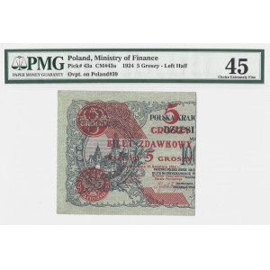5 groszy 1924 lewa połowa - PMG 45