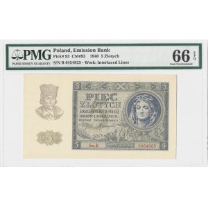 5 złotych 1940 - seria B - PMG 66 EPQ