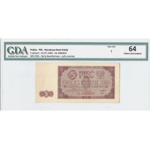 5 złotych 1948 - seria AA - GDA 64