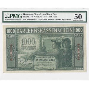 KOWNO - 1000 marek 1918 - rzadsza odmiana 7 cyfr - PMG 50