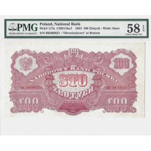 100 złotych 1944 - obowiązkowe - seria BK - PMG 58 EPQ