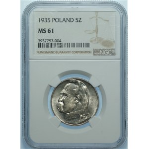 II RP - 5 złotych 1935 - Józef Piłsudski - NGC MS61
