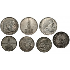 NIEMCY/ROSJA - zestaw 7 srebrnych monet (1922-1937)