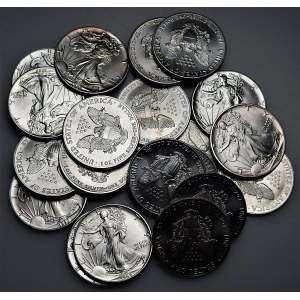 USA - zestaw 23 sztuk srebrnych monet uncjowych - 1 dolar (1986-1995)