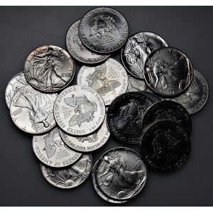 USA - zestaw 23 sztuk srebrnych monet uncjowych - 1 dolar (1986-1995)
