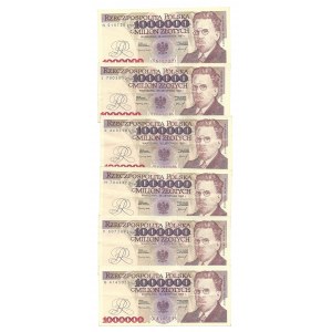 1 000 000 złotych 1993 - serie F, G, H, K, L, N - razem 6 sztuk