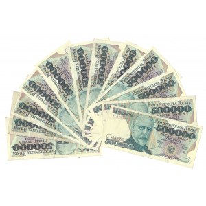 500 000 złotych 1990 - 11 sztuk + 500 000 złotych 1993