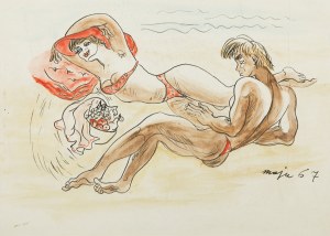 Maja Berezowska (ur.1883-1978), Na plaży, 1967