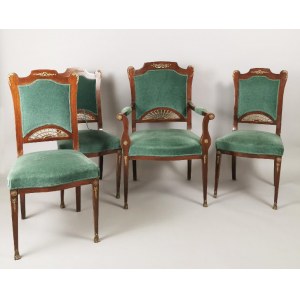 3 krzesła i fotel w manierze empir